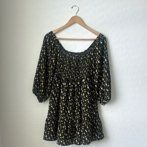 Floral Black Mini Dress